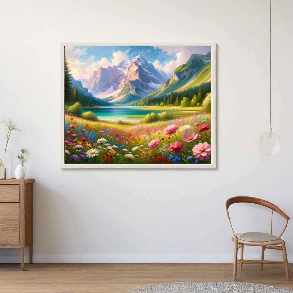 Diamond Painting - Blumenwiese und Zugspitze