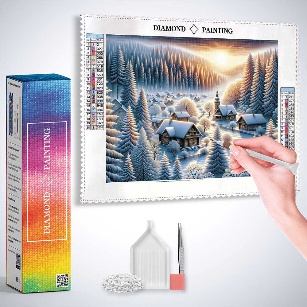 Diamond Painting - Winterstadt im Wald