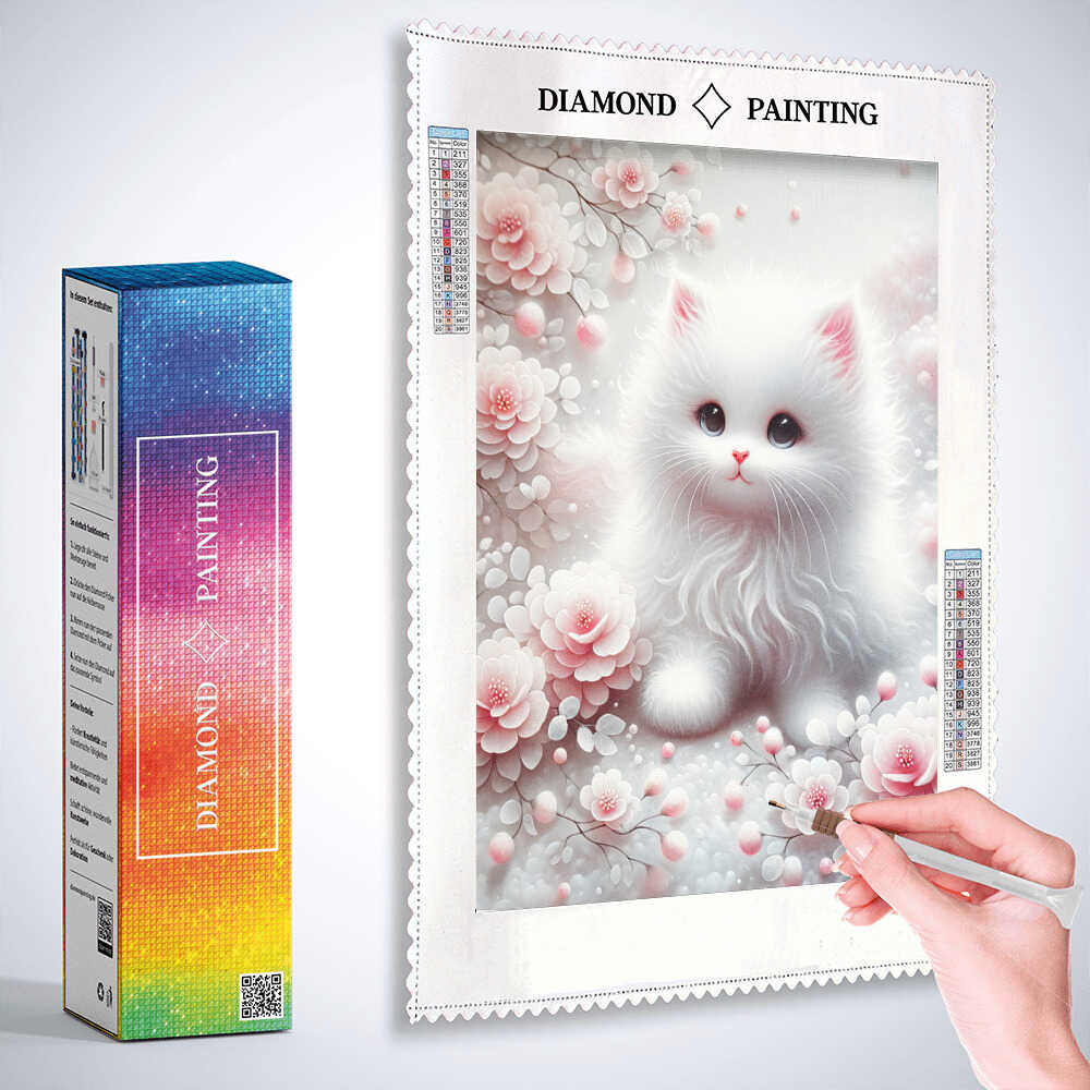 Diamond Painting - Rosa Blümchen Katze