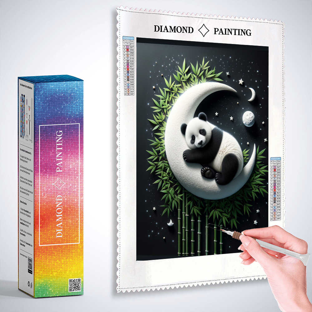 Diamond Painting - Pandabären auf dem Mond