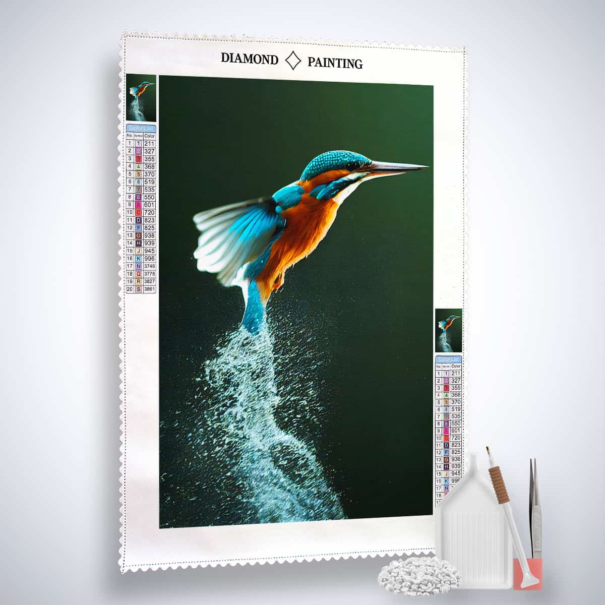 Diamond Painting - Eisvogel aus dem Wasser - gedruckt in Ultra-HD - Neu eingetroffen, Tiere, Vertikal, Vögel