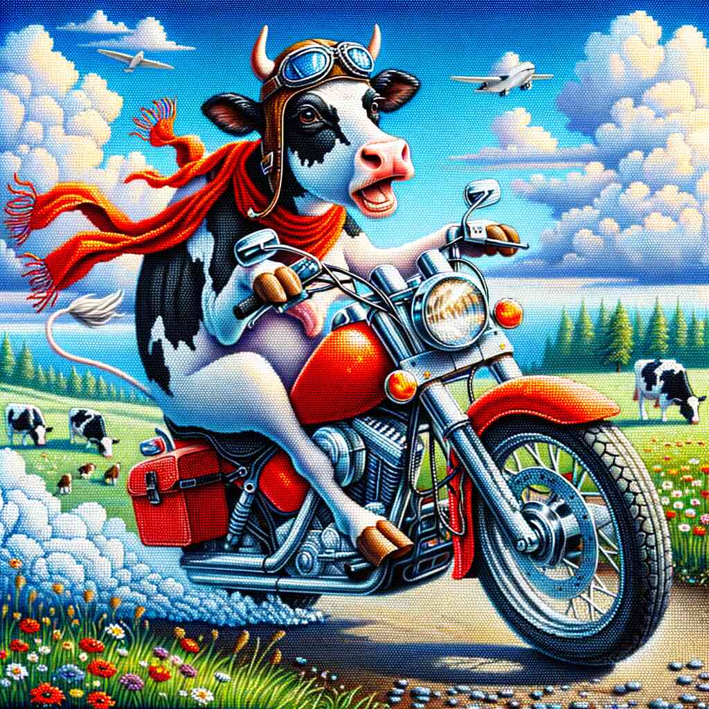 Diamond Painting - Motorrad Kuh