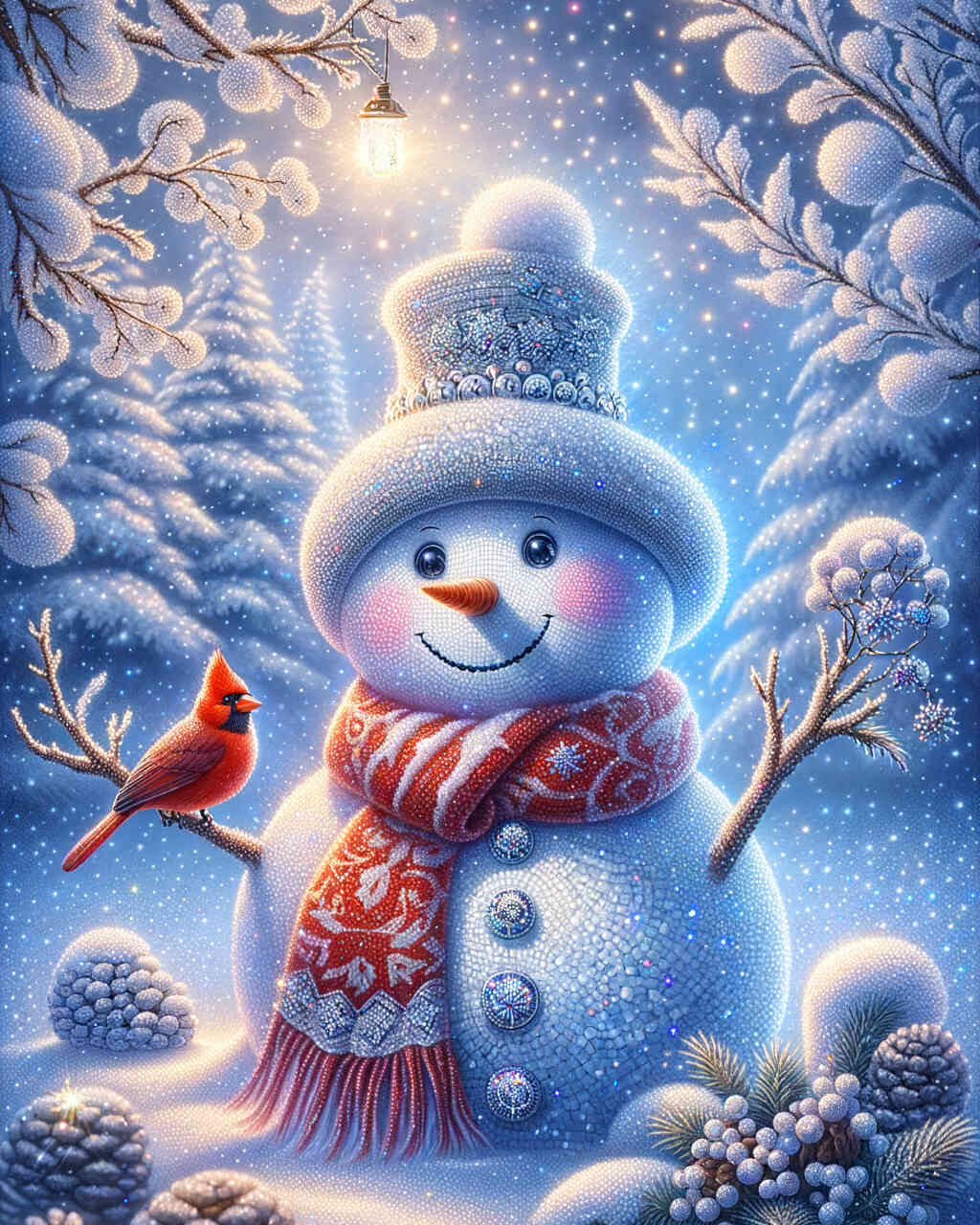 Diamond Painting - Schneemann im Schneefall