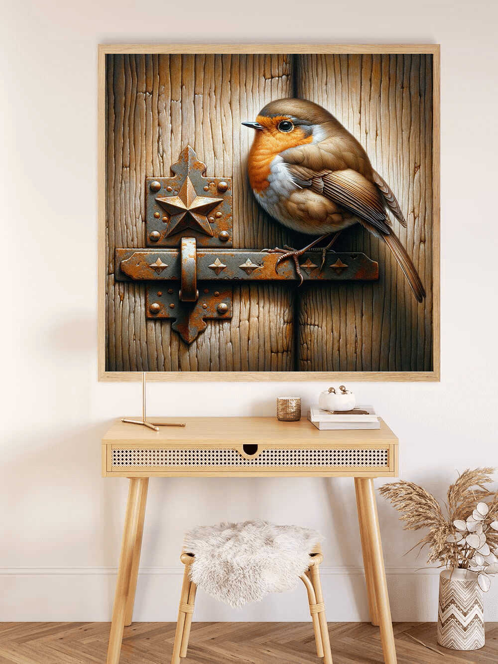Diamond Painting - Rotkehlchen, Holztor