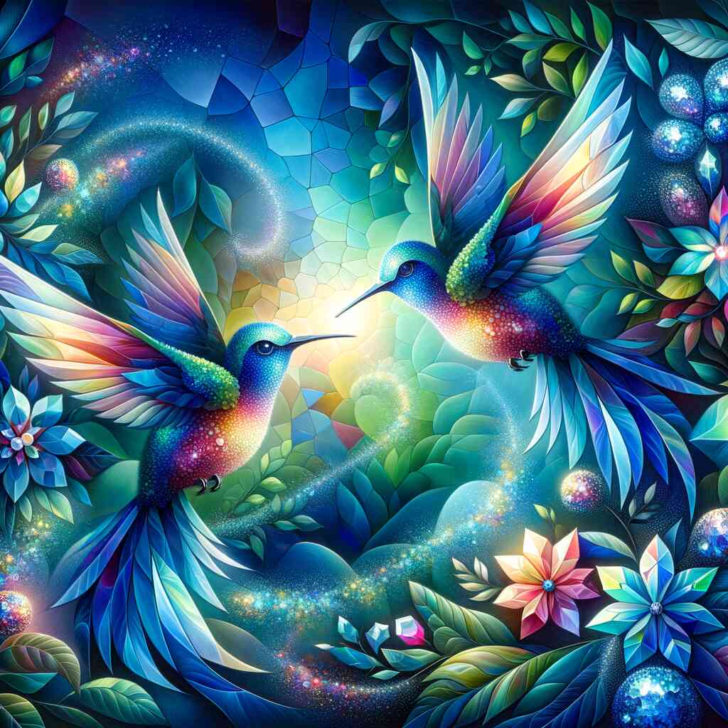 Diamond Painting - Kolibri in Blau und Grün