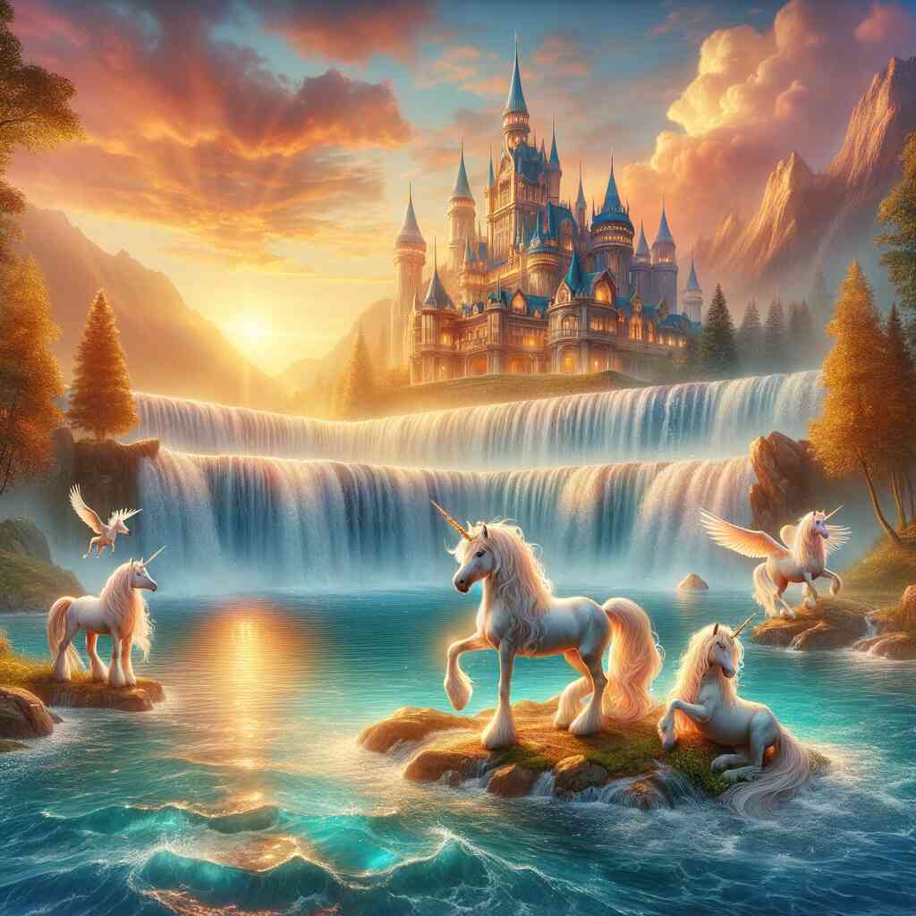 Diamond Painting - Einhornfamilie Wasserfall