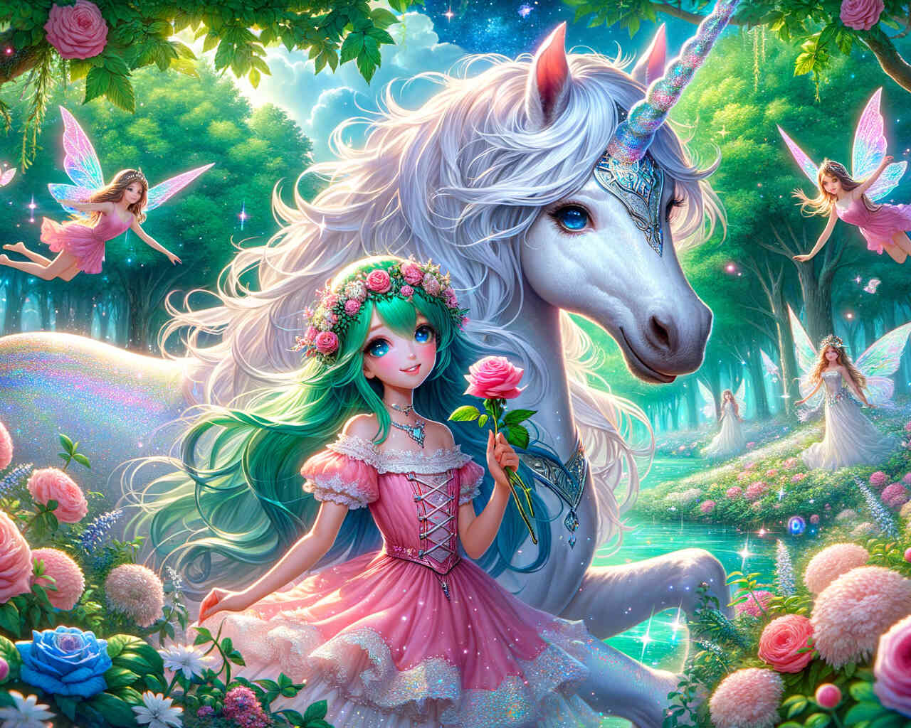 Diamond Painting - Einhorn mit Mädchen