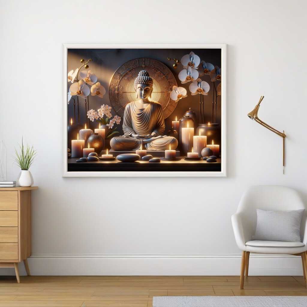 Diamond Painting - Buddha und Kerzen