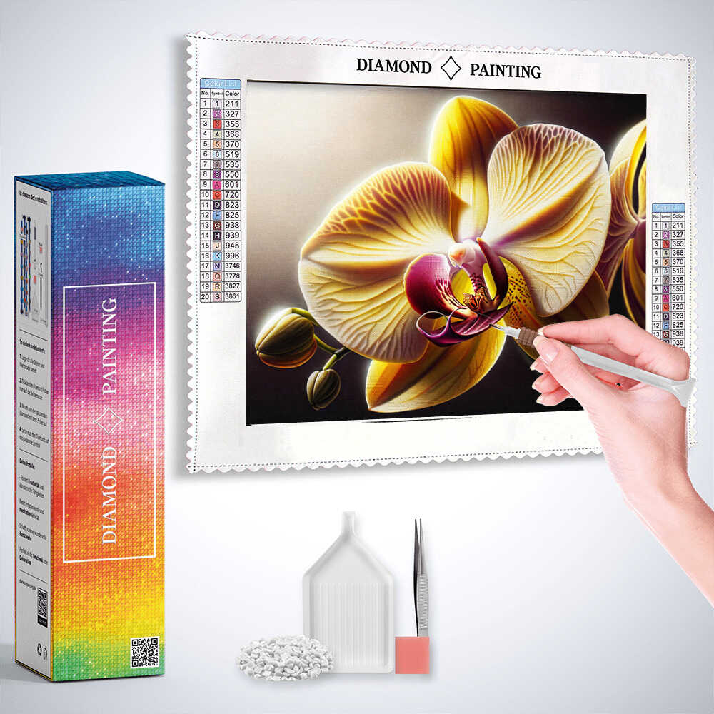 Diamond Painting - Orchidee in Gelb