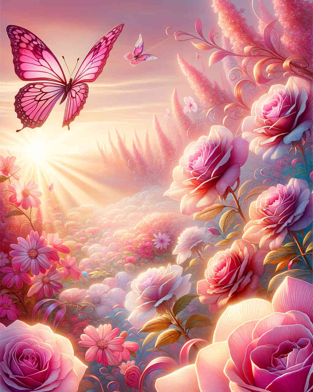 Diamond Painting - Rosa Rosenschmetterling