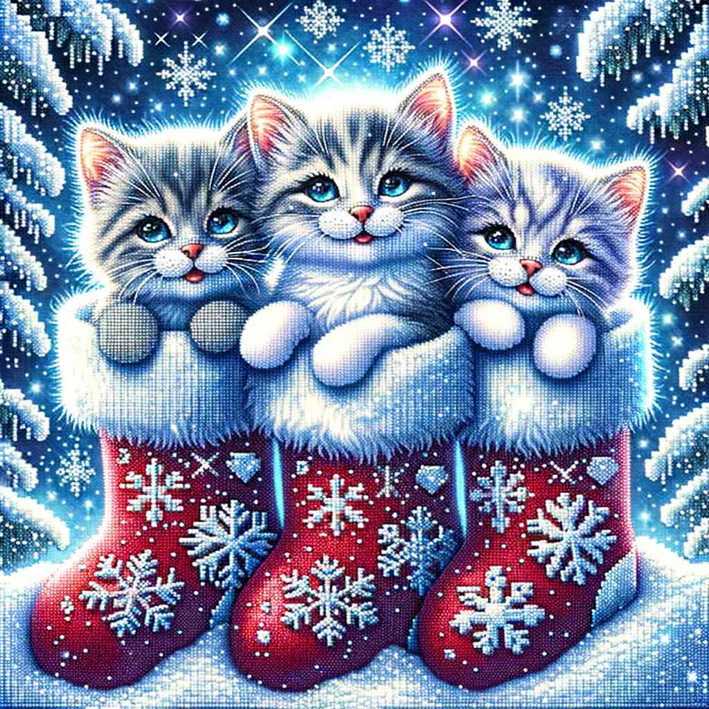Diamond Painting - Weihnachtskätzchen