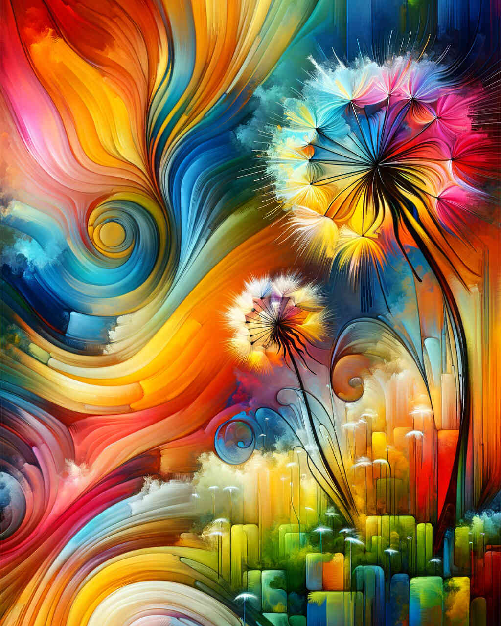 Diamond Painting - Pusteblume abstrakt und bunt