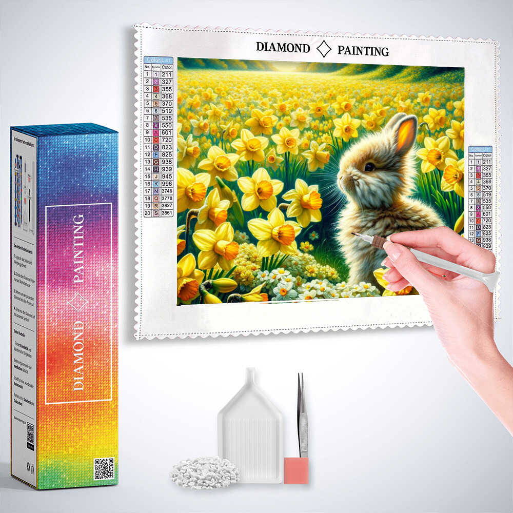 Diamond Painting - Hase vor Narzissen