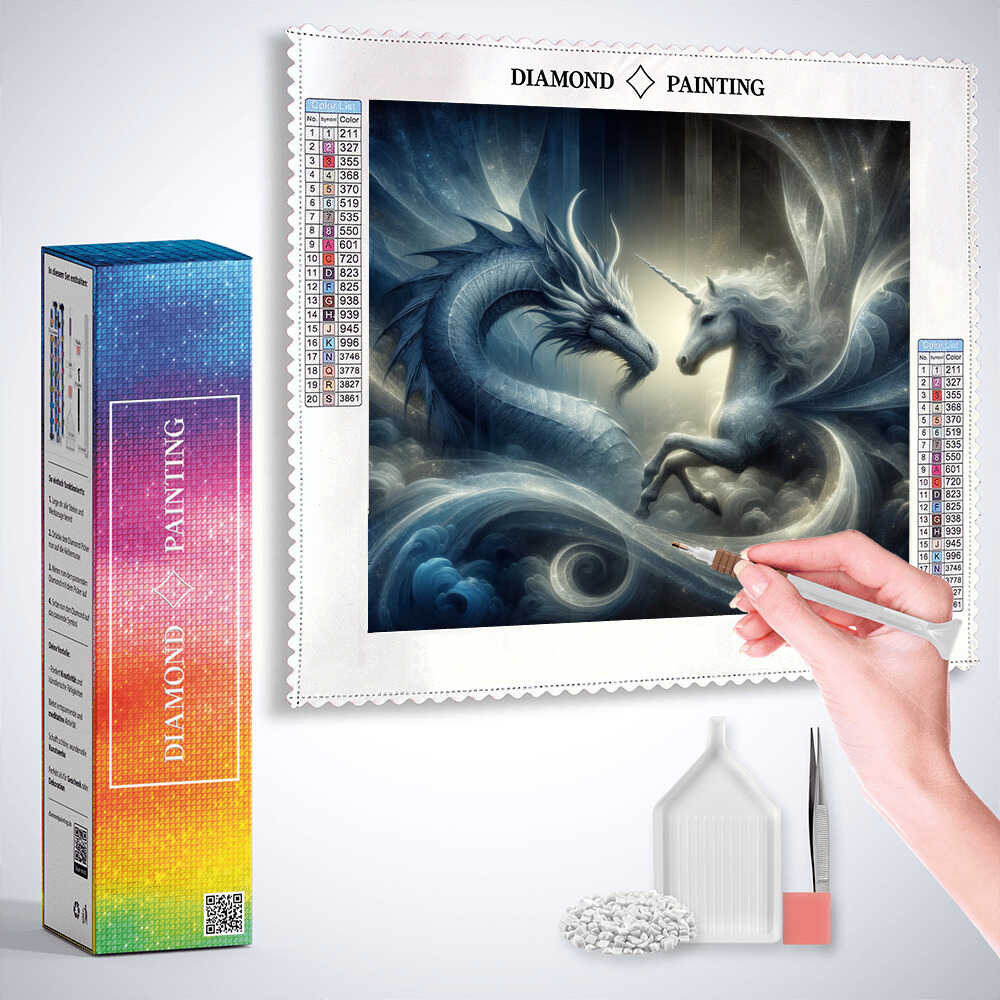 Diamond Painting - Drache und Einhorn