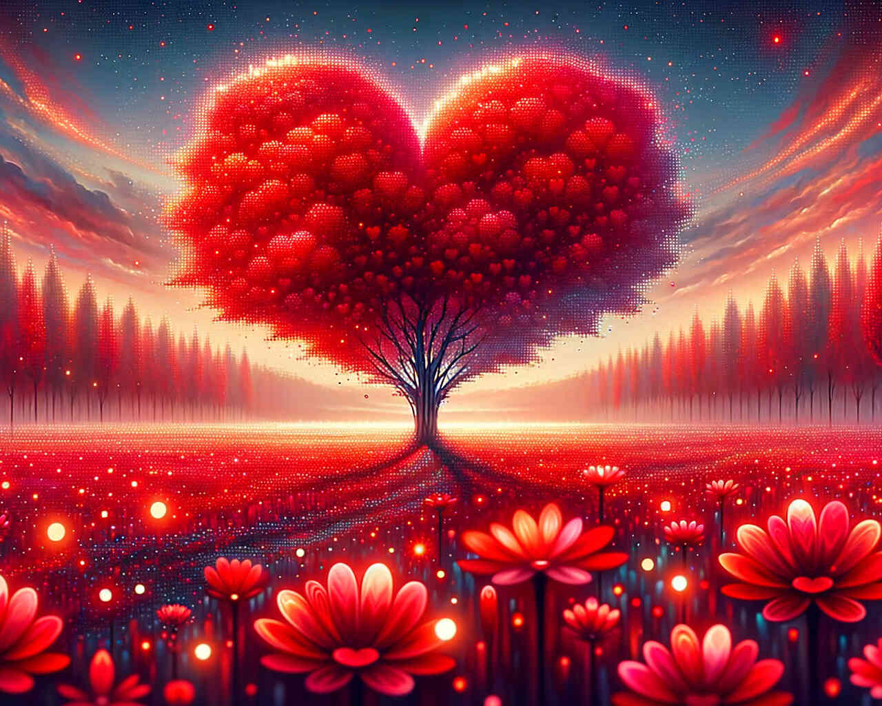 Diamond Painting - Roter Herzbaum