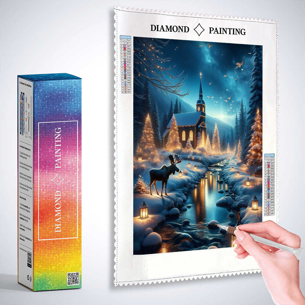 Diamond Painting - Kirche im Winter, Elche