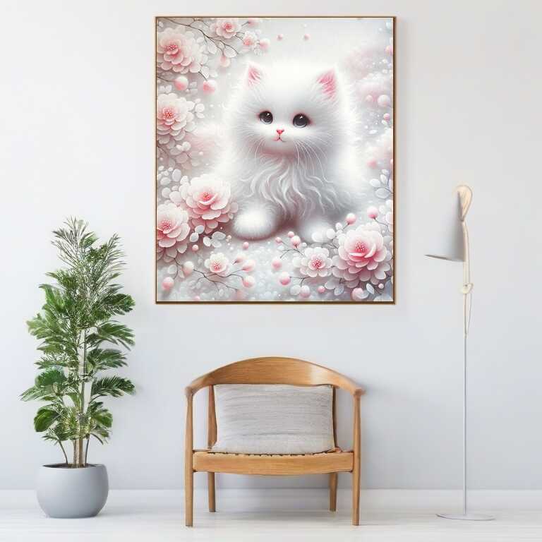 Diamond Painting - Rosa Blümchen Katze