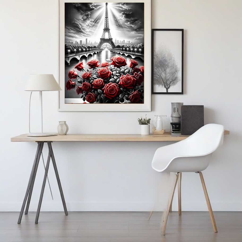 Diamond Painting - Eifelturm mit Rosen