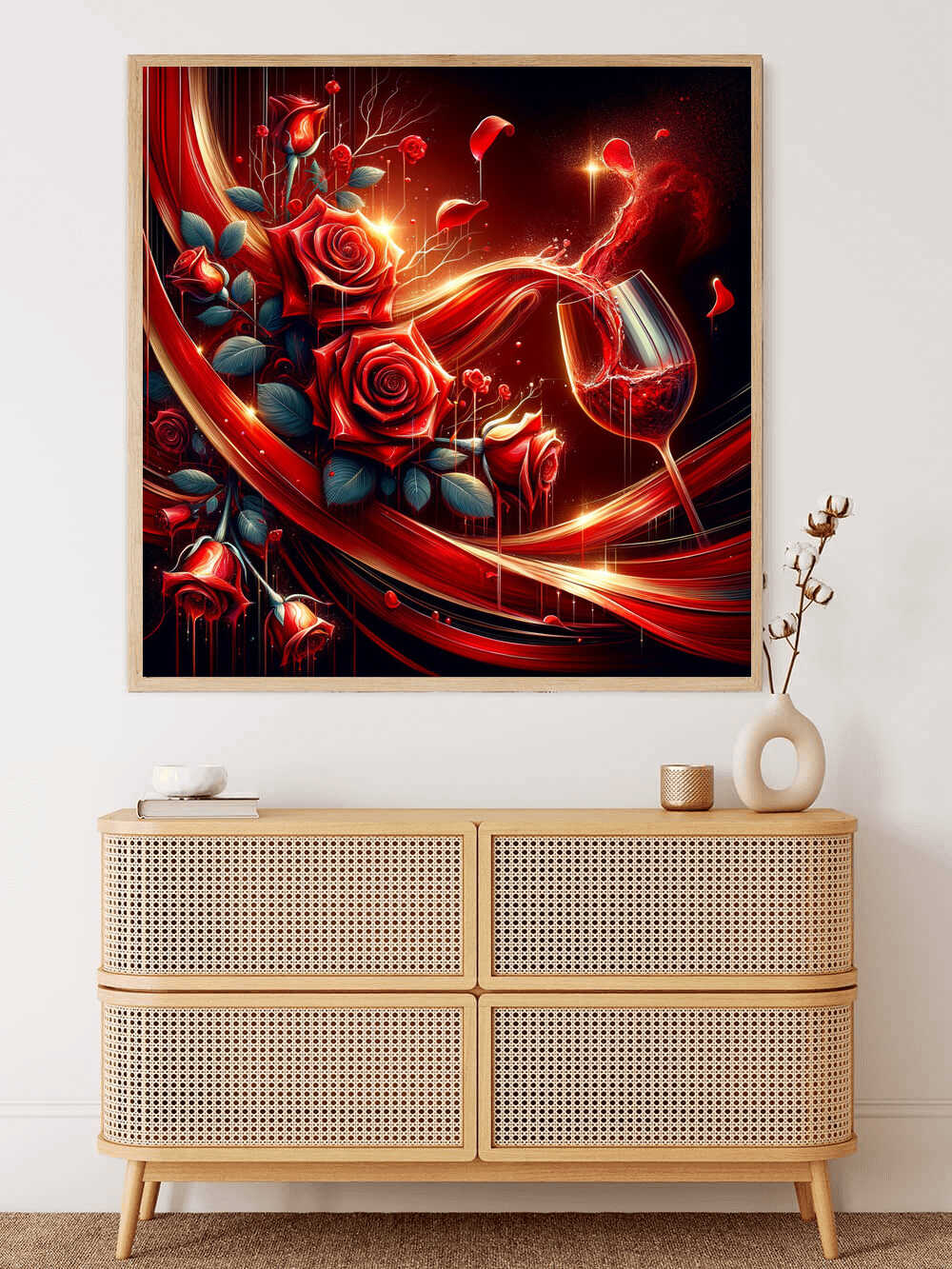 Diamond Painting - Rotwein und Rosen