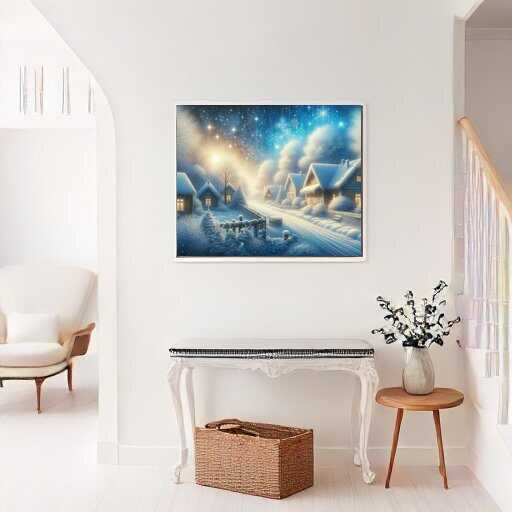 Diamond Painting - Dorf im Winter verschneit