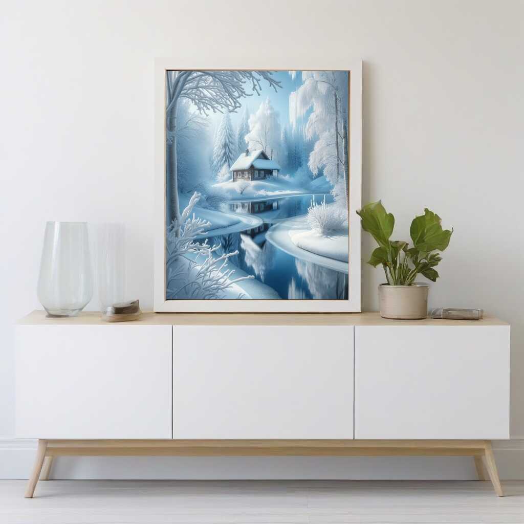 Diamond Painting - Haus am Fluss im Schnee