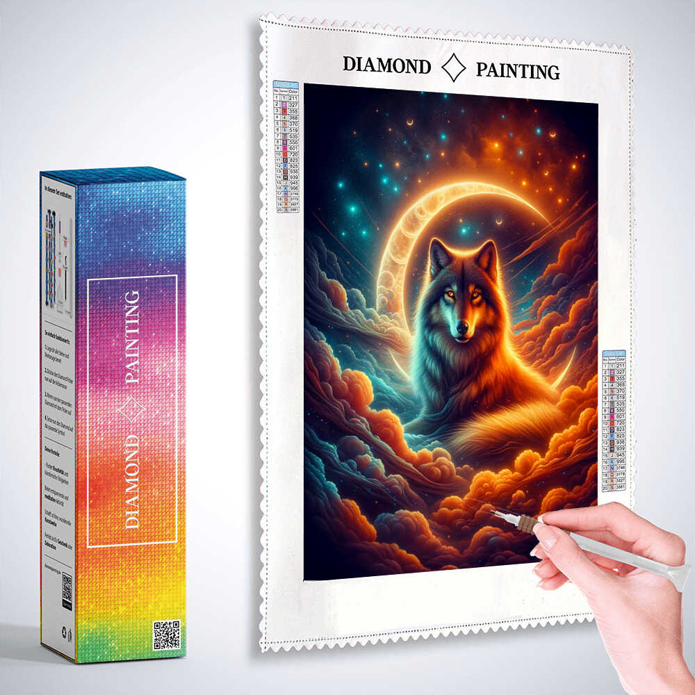 Diamond Painting - Wolf mit Sichelmond