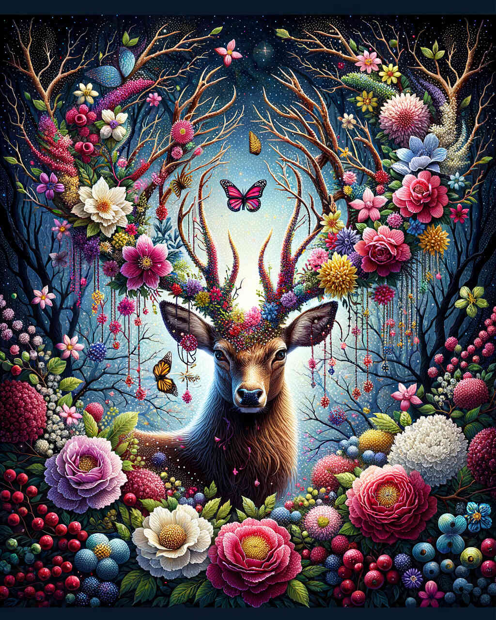 Diamond Painting - Hirsch mit Blumengeweih