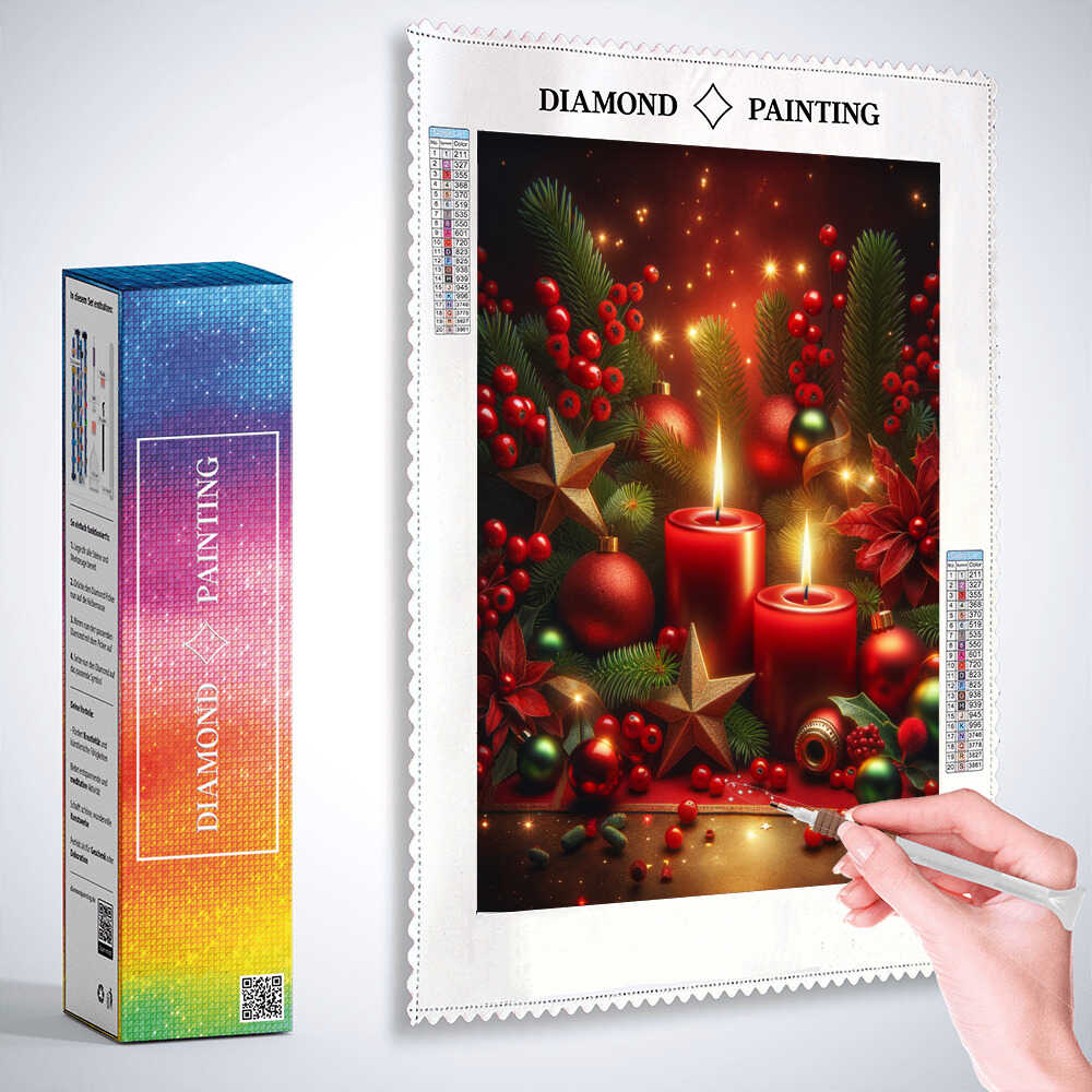Diamond Painting - Weihnachtsstern mit Kerzen