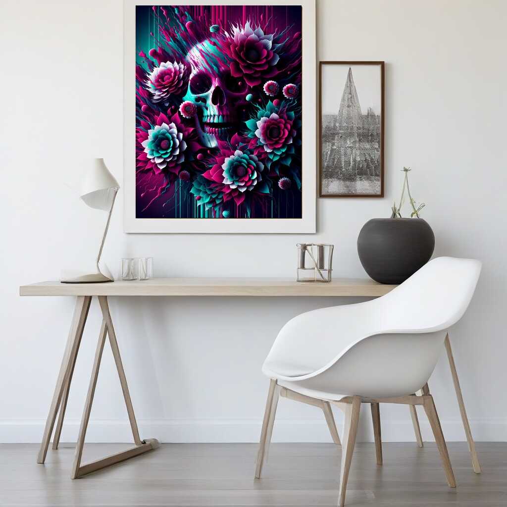 Diamond Painting - Bunte Blumen und Totenkopf
