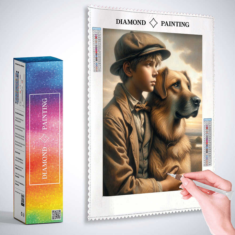 Diamond Painting - Junge mit Hund, Freunde