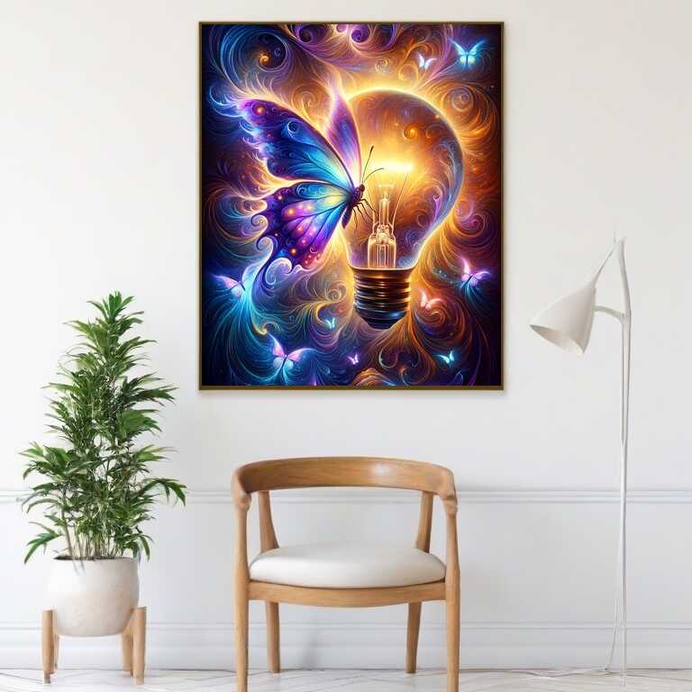Diamond Painting - Schmetterling in Glühbirne