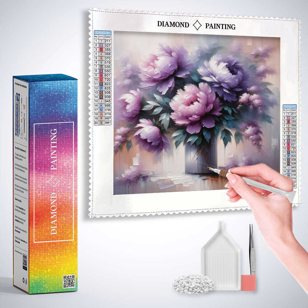 Diamond Painting - Pfingstrosenstrauß Lila
