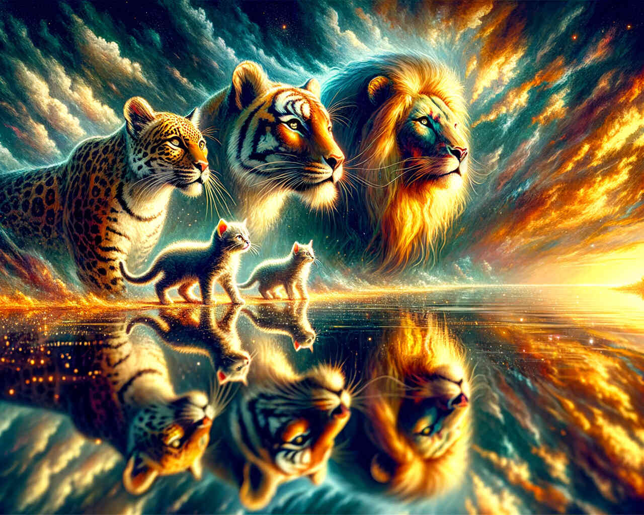 Diamond Painting - Blick in die Zukunft, Leopard, Löwe, Tiger