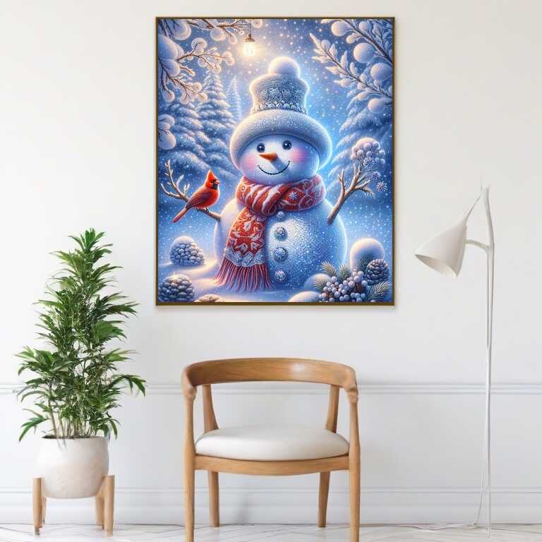 Diamond Painting - Schneemann im Schneefall
