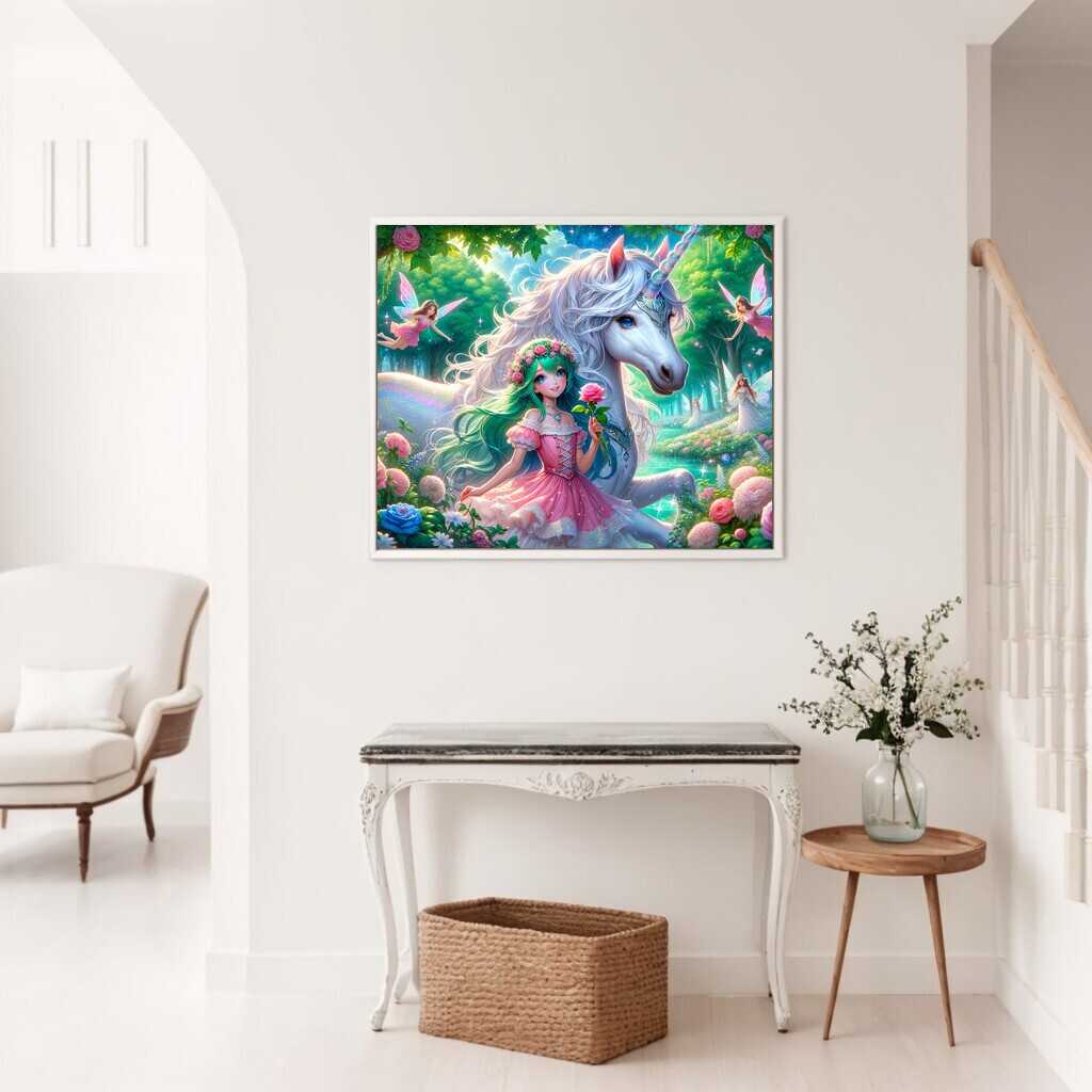 Diamond Painting - Einhorn mit Mädchen