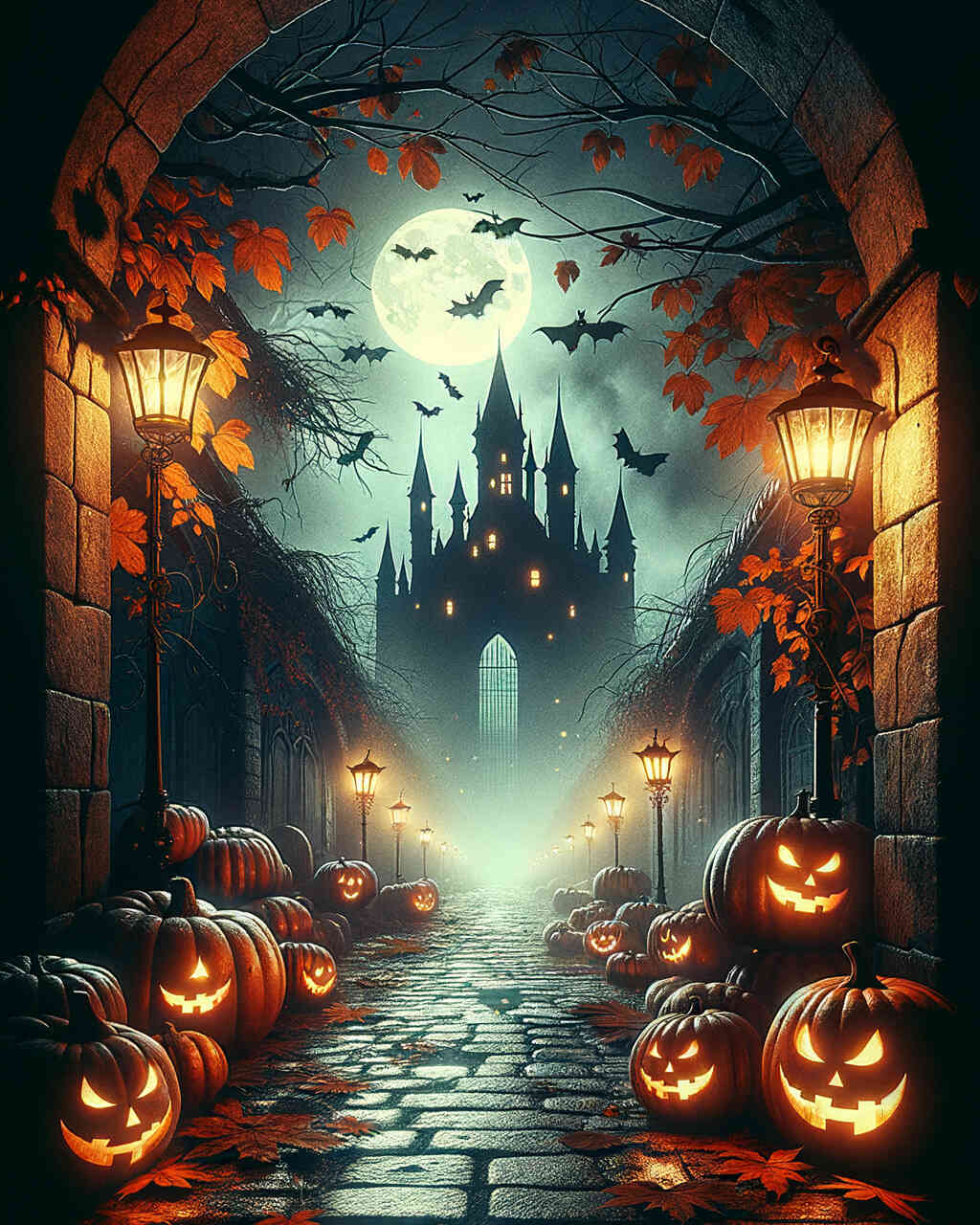 Diamond Painting - Kürbis Halloween Schloß