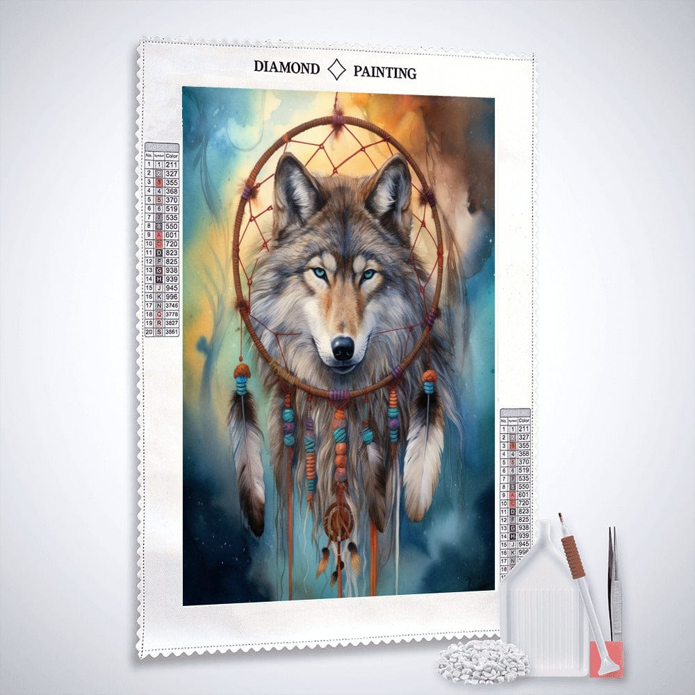 Diamond Painting - Mystischer Wolf, Traumfänger
