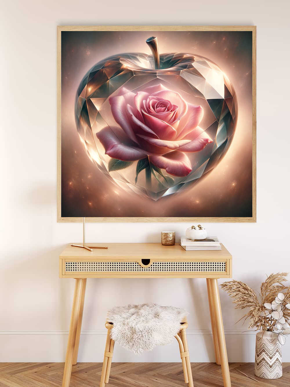 Diamond Painting - Glas Apfel rosa Rose