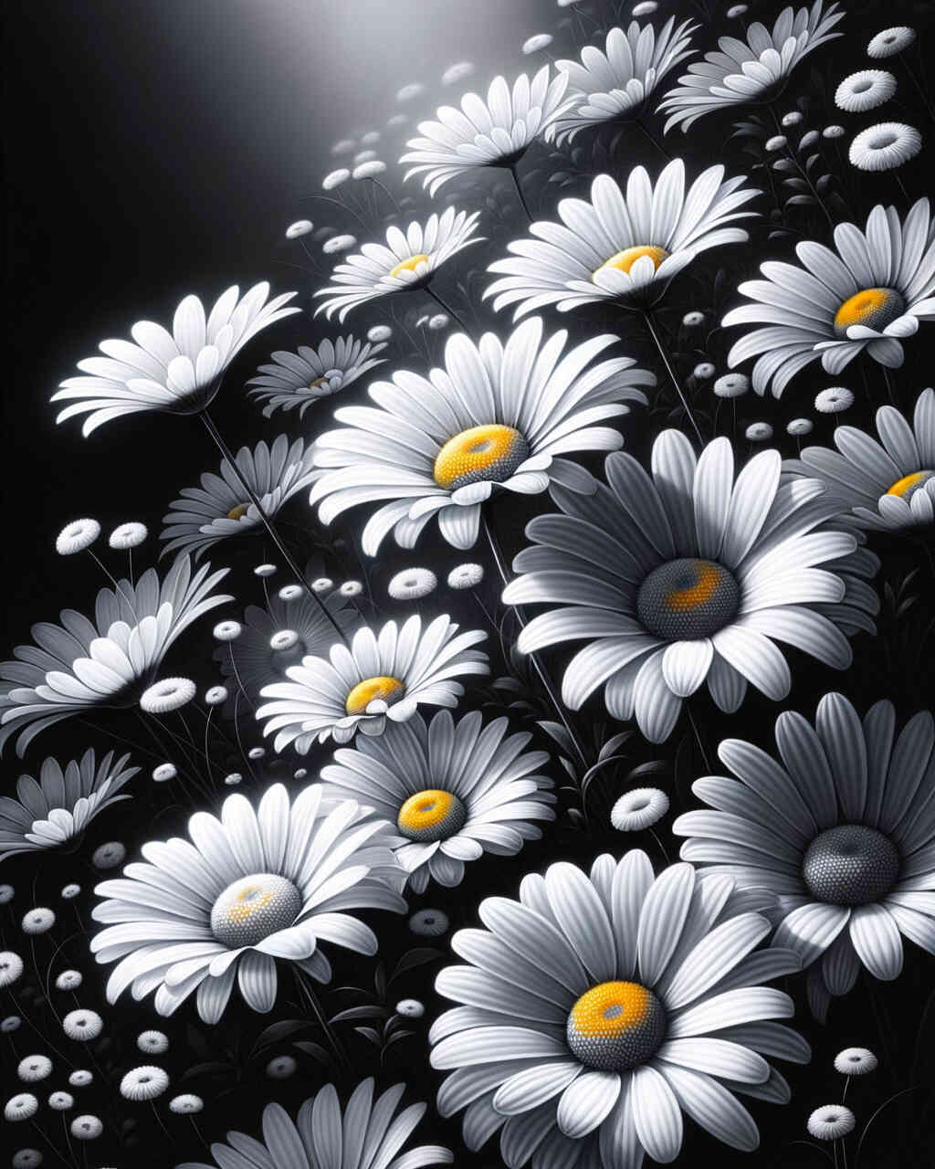 Diamond Painting - Margeriten, Schwarz Weiß