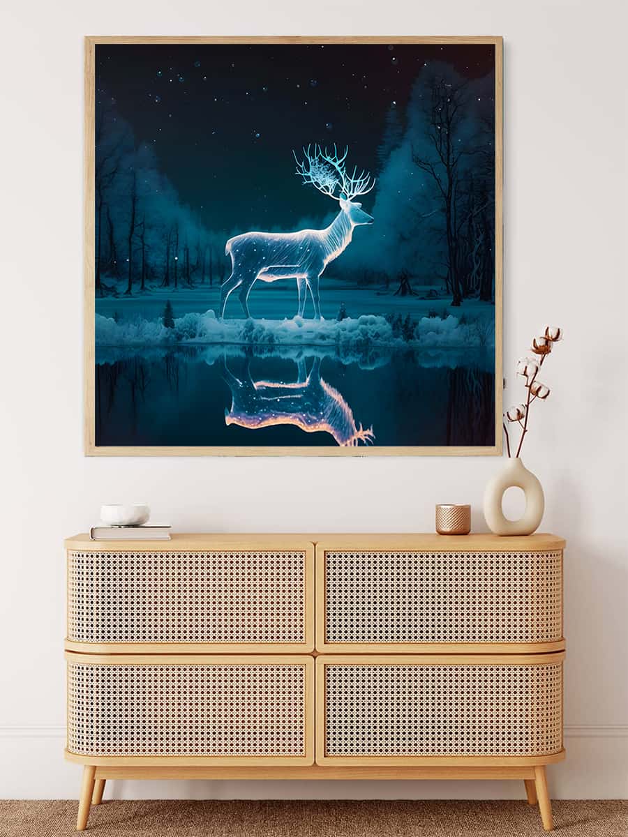 Diamond Painting - Weißer Hirsch - gedruckt in Ultra-HD - Hirsch, Neu eingetroffen, Quadratisch, Tiere