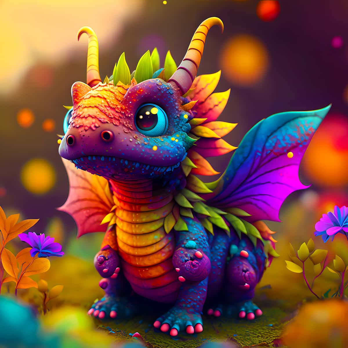 AB Diamond Painting - Drachenbaby Frontal - gedruckt in Ultra-HD - AB Diamond, Drache, Fantasy, Neu eingetroffen, Quadratisch