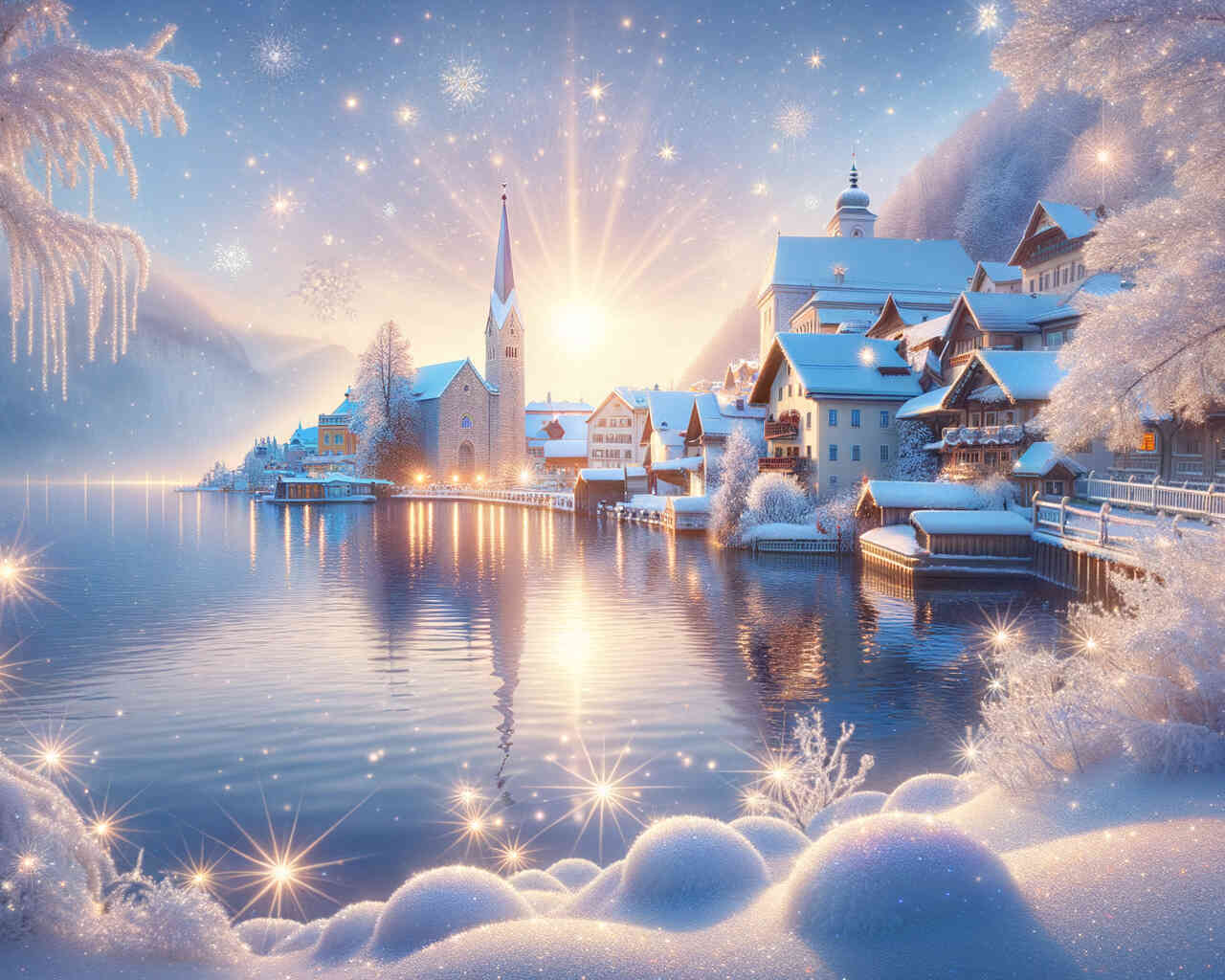 Diamond Painting - Winterstadt am See