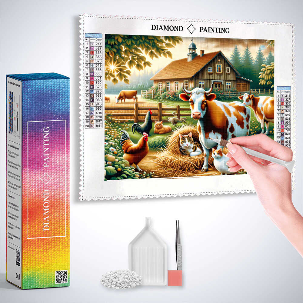 Diamond Painting - Kühe auf dem Bauernhof