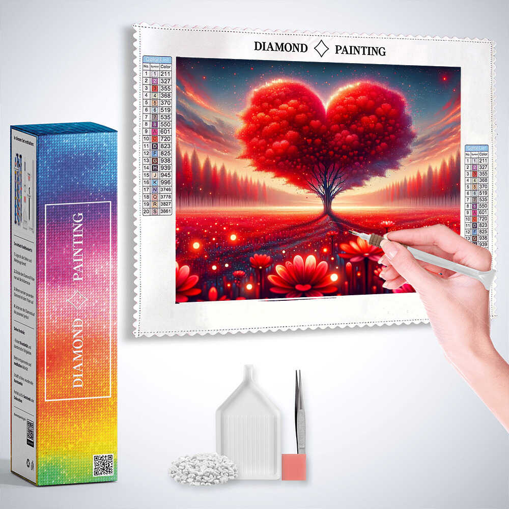 Diamond Painting - Roter Herzbaum