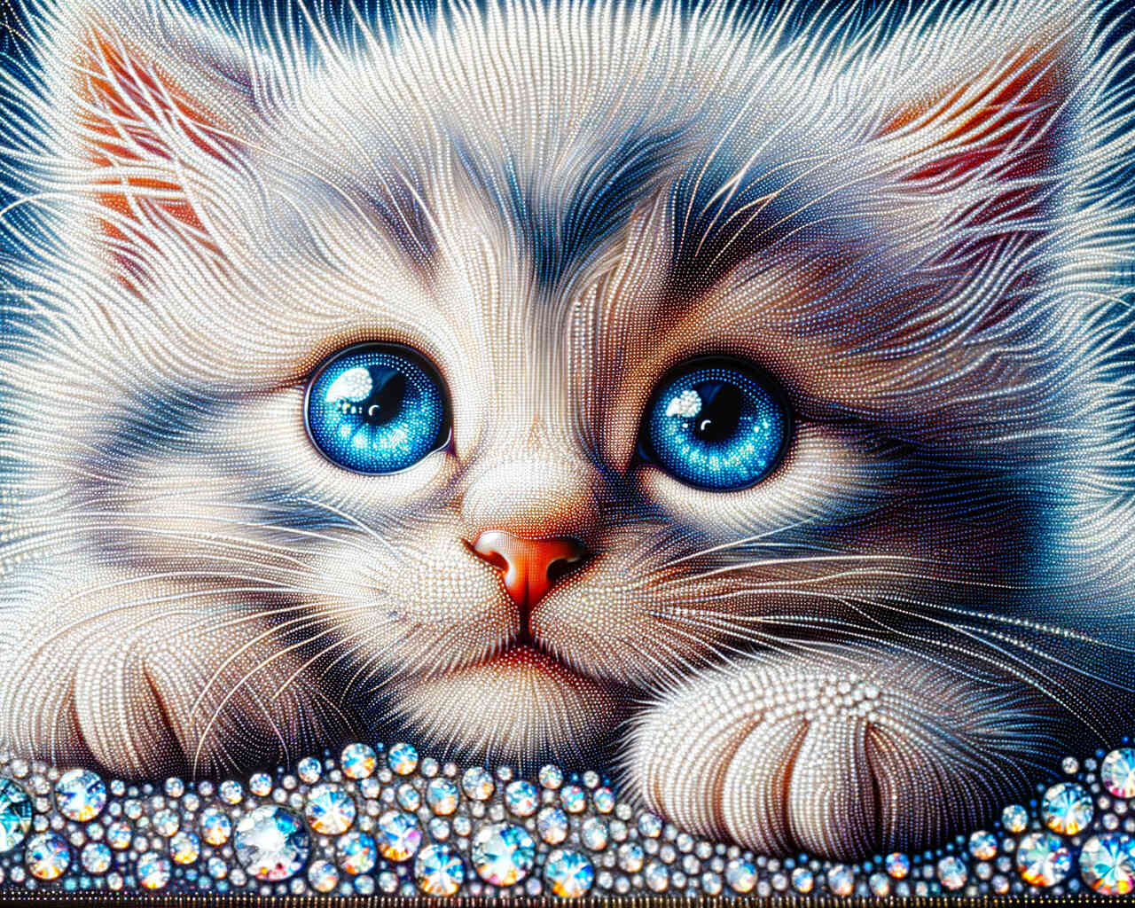 Diamond Painting - Kitten mit blauen Augen