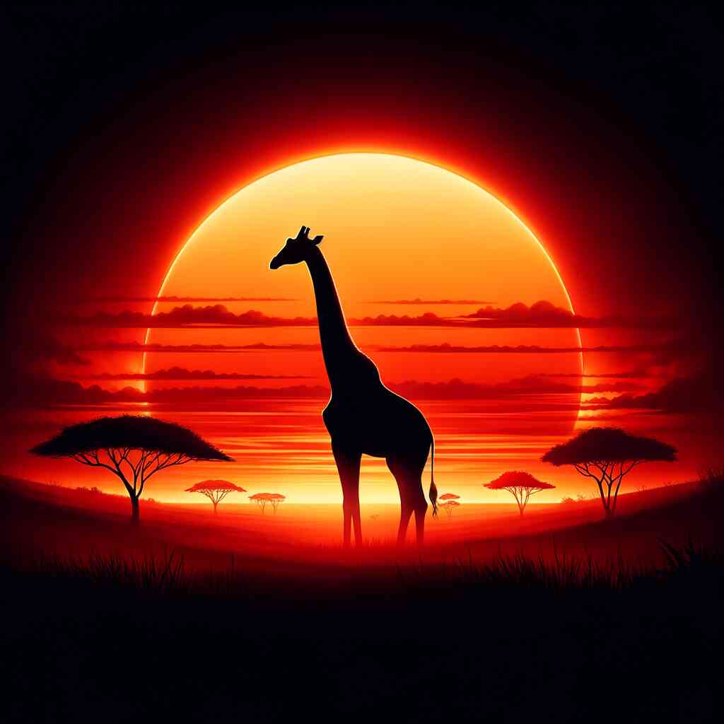 Diamond Painting - Giraffe vor der Sonne