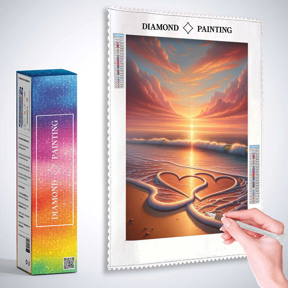 Diamond Painting - Zwei Herzen am Strand