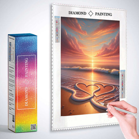 Diamond Painting - Zwei Herzen am Strand