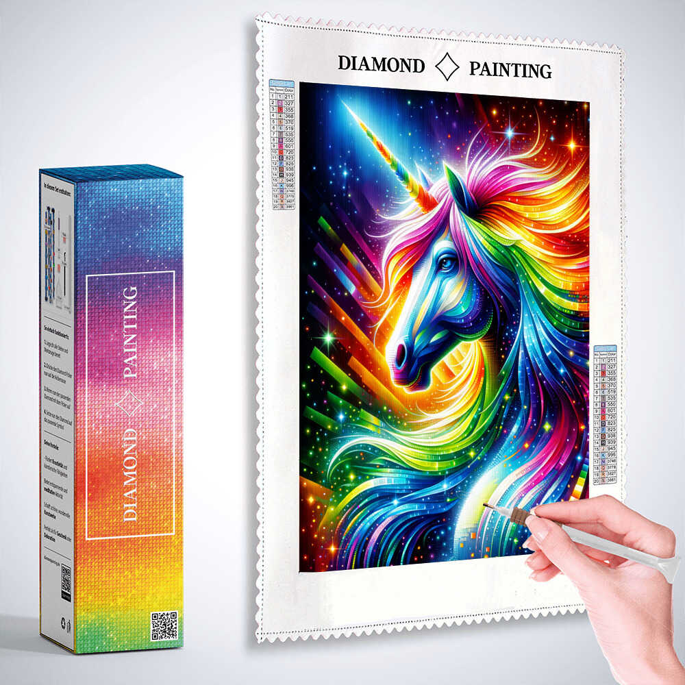 Diamond Painting - Regenbogenpferd mit Mähne