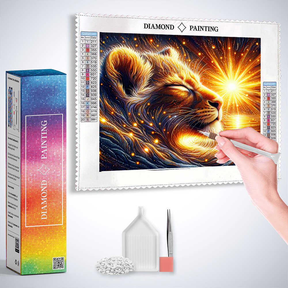 Diamond Painting - Löwenjunges in der Sonne